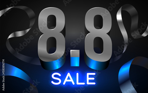 8.8 discount flash sale background. Vector illustration for shopping day, online shopping, special Offer coupon, voucher, banner template, websites, social media advertising. Vector illustration