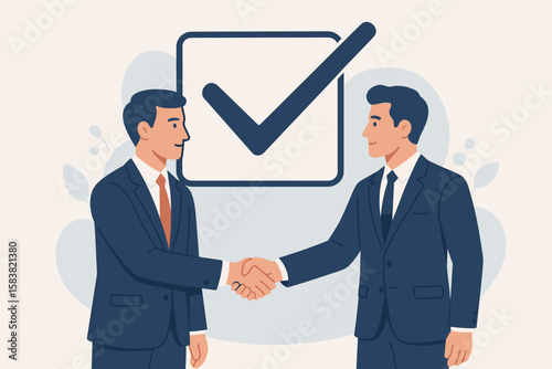 Commitment promise agreement. Businessmen handshake. Finish work. Leadership skill. Trust on work responsibility. Accountability and engagement concept. Successful deal done.