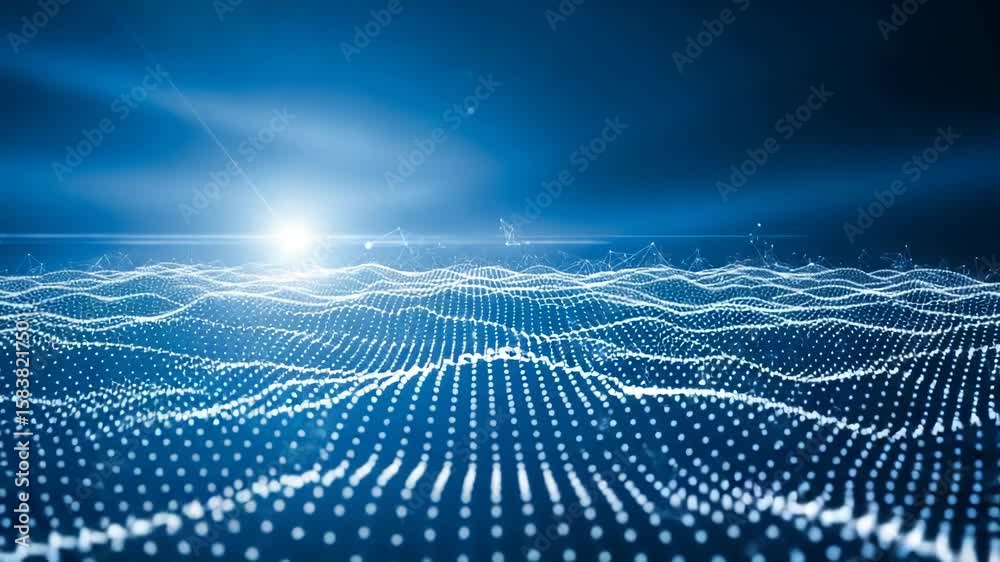 Abstract blue technology background with connecting dots and lines creating a digital network