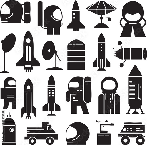Space Exploration A Collection of Astronaut and Rocket Illustrations