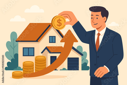Real Estate Investment, Property Purchase for Rental Income, ROI, Mortgage, Home Ownership, Financial Growth, Businessman, Real Estate Market, Investment Opportunity, Wealth Building Concept
