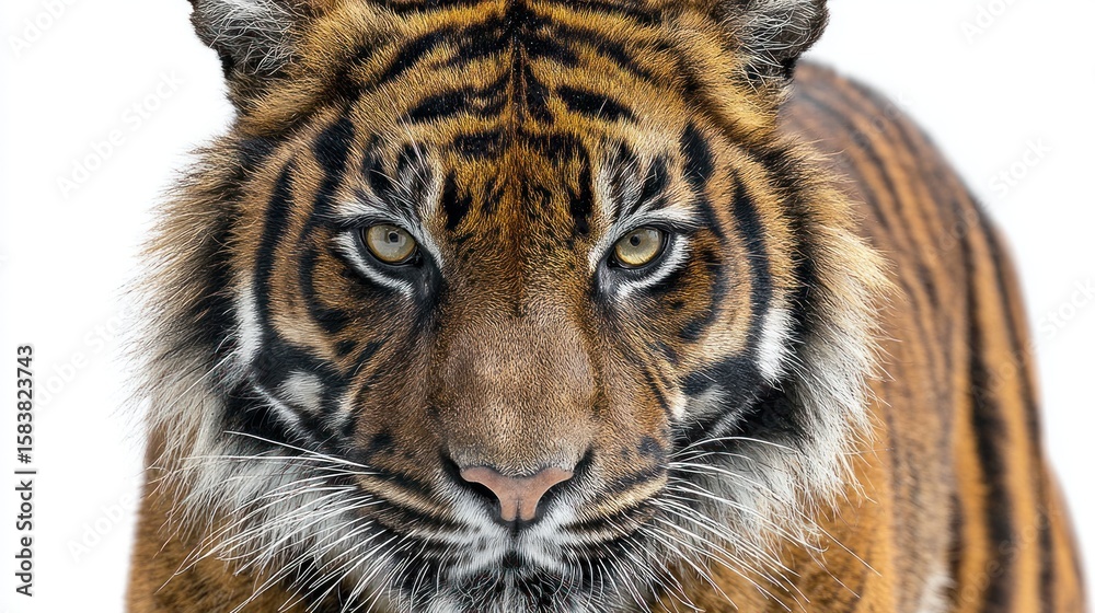 Naklejka premium Close-up of a tiger's face. Sharp focus