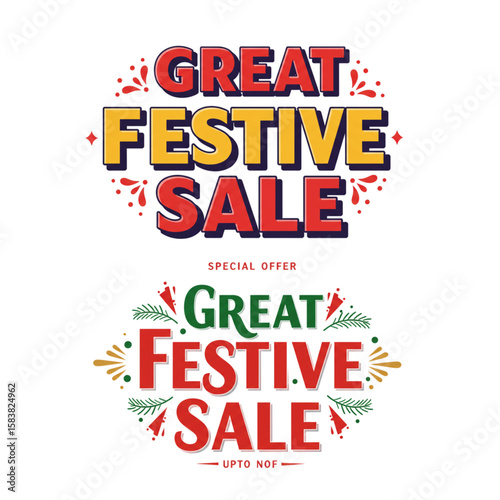 Festive sale banner design featuring a stylized text layout, perfect for advertising seasonal promotions and marketing campaigns