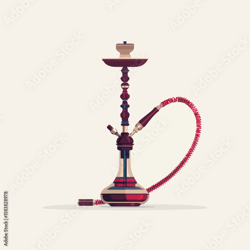 hookah isolated in White Background, hookah vector, Flat lay vector illustration