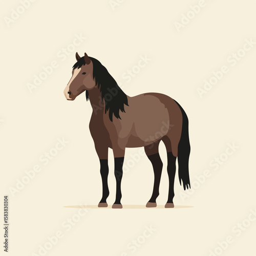 horse isolated in White Background, horse vector, Flat lay vector illustration