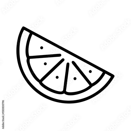 Fresh lime wedge outline vector illustration with slice citrus fruit for summer refreshment or healthy lifestyle themed design from minimalistic icon design