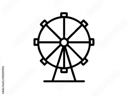 Black Silhouette of Ferris Wheel icon vector