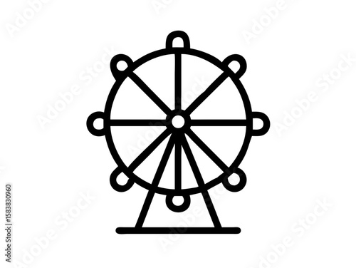 Black Silhouette of Ferris Wheel icon vector