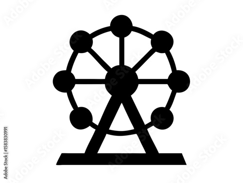 Black Silhouette of Ferris Wheel icon vector