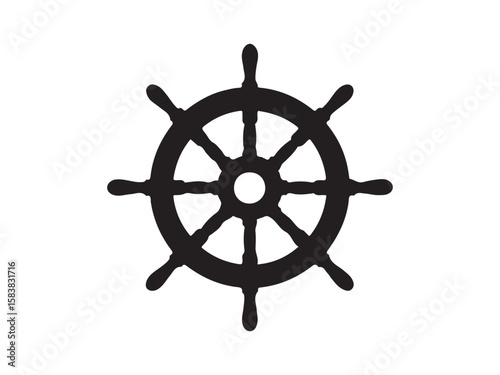 Steering wheel Silhouette, Steering wheel icon. ship steering silhouette vector illustration on white background 