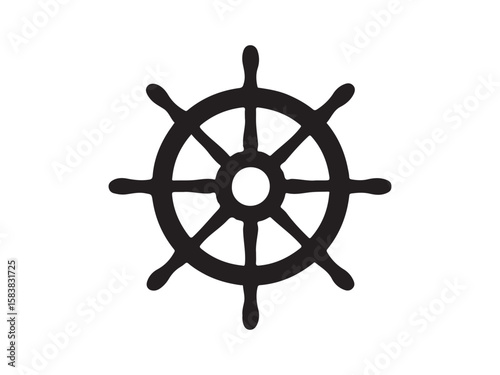 Steering wheel Silhouette, Steering wheel icon. ship steering silhouette vector illustration on white background 