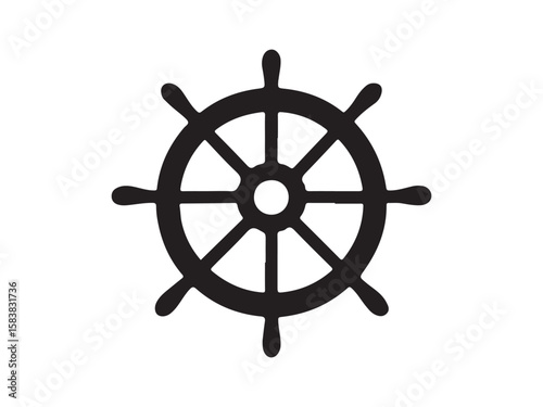 Steering wheel Silhouette, Steering wheel icon. ship steering silhouette vector illustration on white background 
