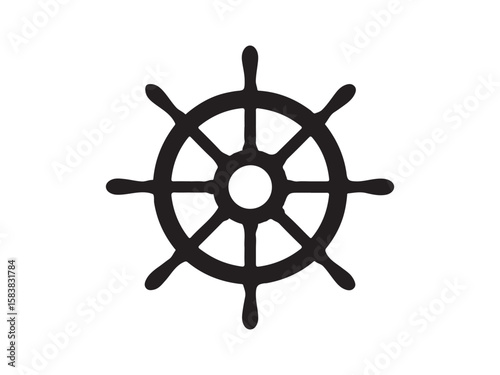 Steering wheel Silhouette, Steering wheel icon. ship steering silhouette vector illustration on white background 