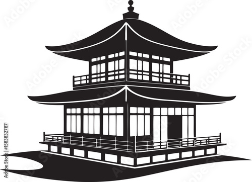 Black Japanese Pagoda Silhouette architecture building