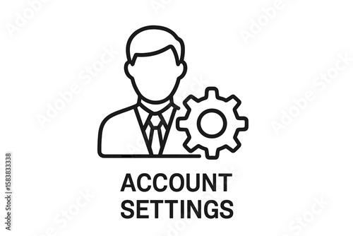 Account settings line icon. User profile management with gear symbol. Admin panel, service, and configuration concept. Man in suit avatar for business support vector.