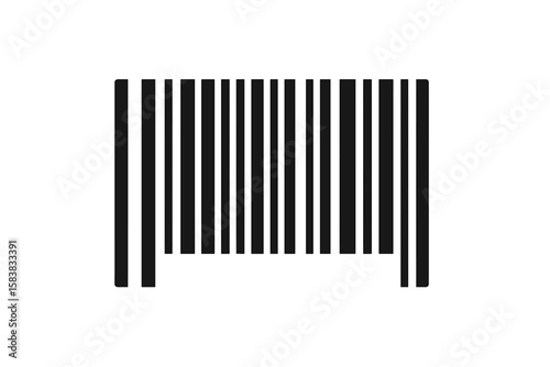 Barcode icon, simple flat style. Vector bar code symbol for product identification, retail price tag, and scanning. Isolated graphic element for purchase, data tracking, and info.