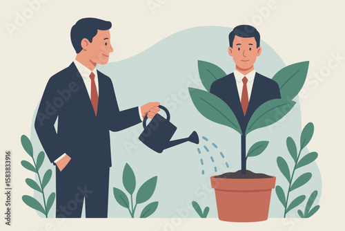 Business Mentorship and Employee Growth Concept—Corporate Talent Development, Career Advancement, Staff Training, Coaching, Human Resources, Manager Nurturing Professional Skills, Workplace Success