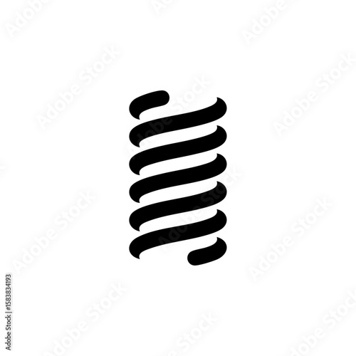 Abstract vector symbol of a spiral made from a silencer tube, representing suppression, control, or danger spiraling inward.

