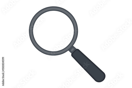 Realistic Magnifying Glass Icon Vector Illustration, Transparent Background, Search Tool, Zoom Symbol, Detective Equipment, Isolated Clipart, Editable PNG, Science and Education Concept