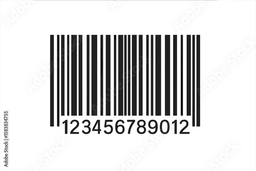 Barcode vector icon. Bar code for product identification. Universal tag with numbers for scanning. Retail price label. Simple sticker for store purchase. Sale concept.