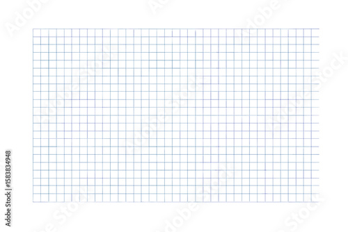 Horizontal grid square graph paper texture with blank squared notebook page for notes, mockup template, graph line background for design, transparent vector layout