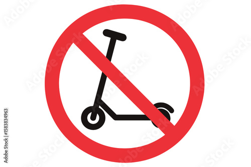 Prohibition No Electric Scooter Allowed Red Sign Symbol, No Riding Scooters Warning Icon, Round Red Ban Sign Vector, Transparent PNG Traffic Safety Restriction Symbol