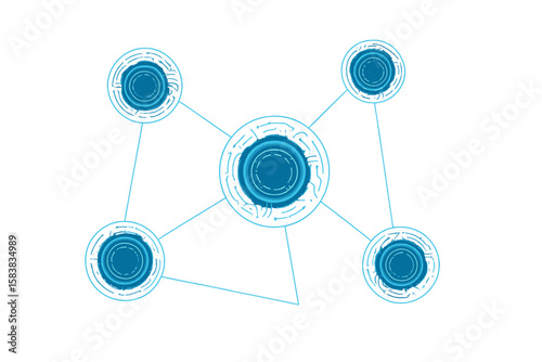 Abstract futuristic technology background with glowing blue network nodes. Digital data communication system. Global internet web, blockchain or AI network concept vector.