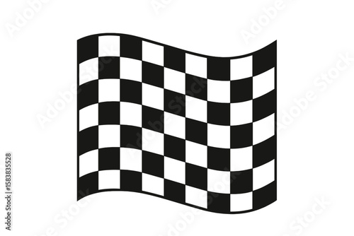 Waving Black and White Checkered Racing Flag Vector, Seamless Transparent Rally Finish Line Banner, Motorsport Competition Icon, Classic Square Pattern, Symbol of Victory, Auto Racing Event Decoration
