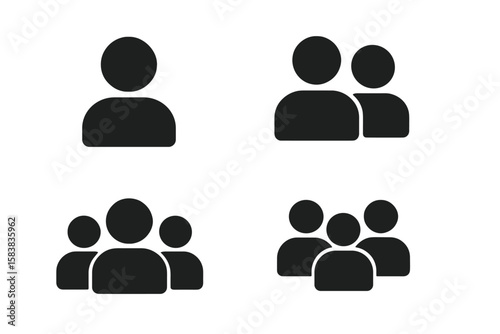 Modern People Icon Set, Teamwork and Group Symbols, Human Resource Management, Social Network, Community, Employee Collaboration, Business Team, Flat Vector Illustration, Transparent PNG