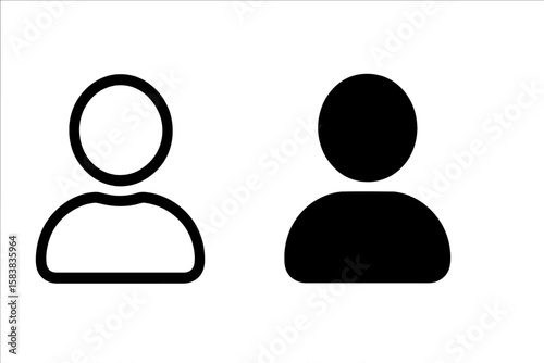 Modern User Avatar Icon Set – Outline and Solid Style, Minimalist Flat Person Symbol, Profile Picture Vector, Transparent PNG, Social Media and Web Interface Illustration