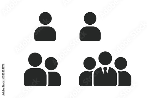 Modern People and Team Icon Set – Business Professional Group, Human Resource, Employee, Teamwork, Leadership, Collaboration, Social Network, Corporate Communication, Vector Illustration