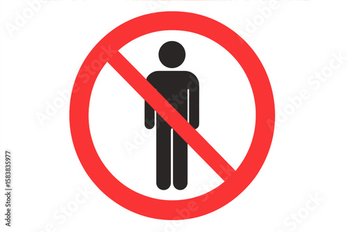 No entry sign for pedestrians. Stop symbol with man icon. Prohibitory warning circle for restricted area. Access denied and do not enter pictogram. Keep out safety vector.
