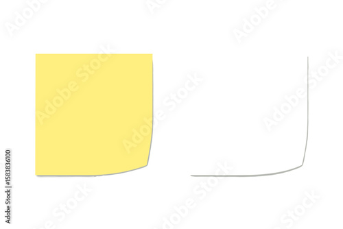 Yellow and white sticky notes vector illustration. Realistic blank adhesive paper memo sticker set isolated on white background. Office message reminder or school post mockup.