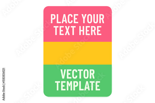 Bright colorful banner template with vibrant pink, yellow, and green stripes. Modern flat design placard, poster, or label background. Vector graphic element with copy space.