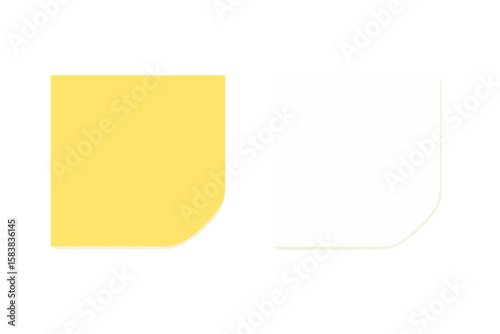 Yellow sticky note with white sticky paper isolated on transparent background, vector illustration of office memo, reminder, and note-taking paper for organization and communication