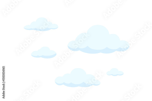 Soft Blue Cartoon Clouds on Transparent Background, Minimalist Sky Scene, Vector Illustration for Weather, Nature, Children’s Designs, Editable PNG for Creative Projects