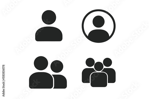 People icon set. User avatar symbol collection. Profile person pictogram. Social media sign. Group of people, team, and community concept. Business communication vector illustration.