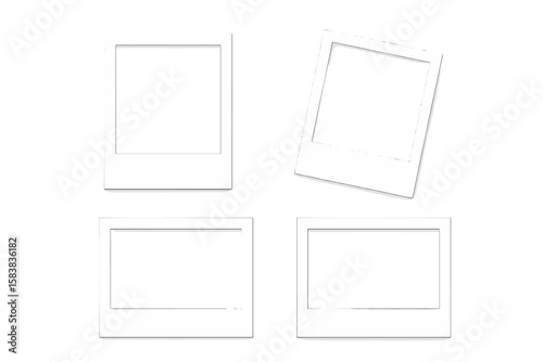Polaroid Photo Frame Vector Collection. Blank Instant Photo Frames. Transparent PNG Templates. Realistic Vintage Polaroid Mockups. Editable Retro Picture Borders. Isolated Empty Frame Set.