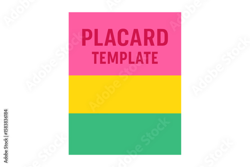 Vector template for placard, poster, or banner. Modern background with bright pink, yellow, green color blocks. Simple, minimalist design with copy space for text.