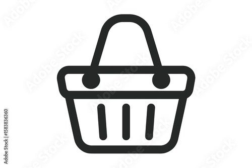 Shopping basket icon vector for online store and e-commerce. Add to cart button for web and mobile app. Buy and purchase pictogram. Grocery bag symbol for retail business.