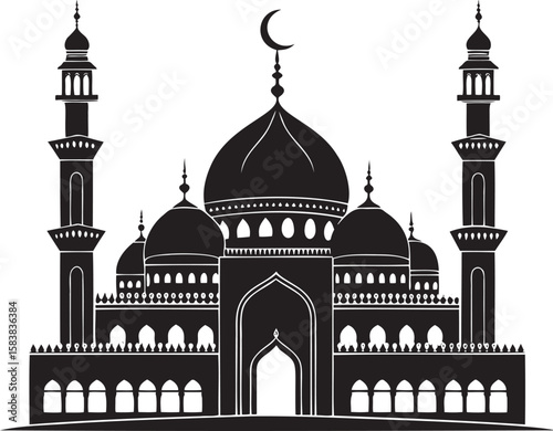 Islamic mosque with domes and minarets Islamic architecture