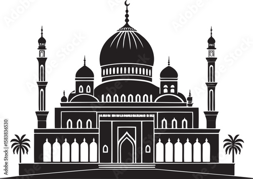 Islamic mosque with domes and minarets Islamic architecture