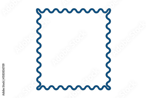 Wavy border stamp decoration for greeting cards, wedding, or birthday invitations. Marine sea style vector. Abstract line art frame for banners, posters, and social media.