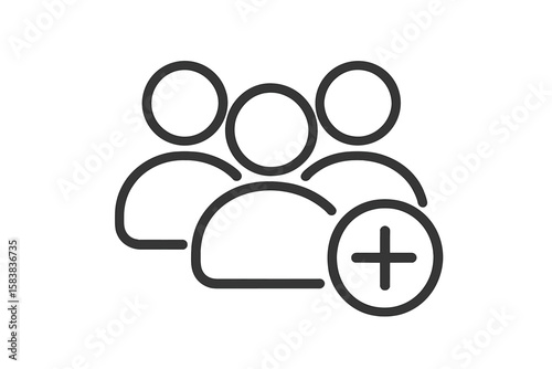 Add user line icon. Concept of new member, join group, team building, community growth. Profile avatar symbol for social network, business recruitment, or user interface.