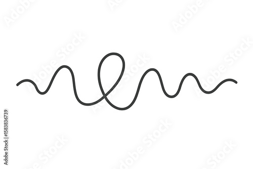Wavy curvy line with a loop. Abstract hand-drawn squiggle or scribble. Minimalist doodle design element. Vector graphic illustration for decoration, divider or separator.