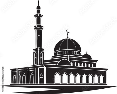 Islamic mosque with minaret and dome Islamic architecture
