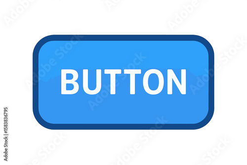 Blue web button vector illustration. UI UX design element. Glossy push button icon for website or app interface. Modern graphic concept isolated on white background.