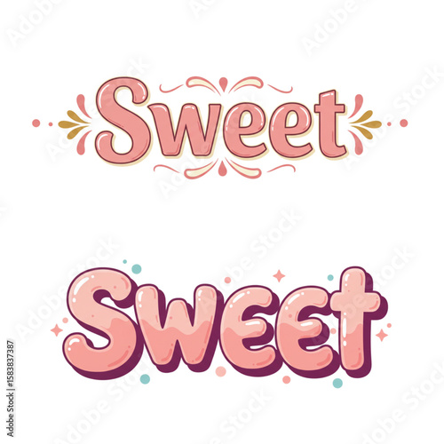 Two cute decorative Sweet graphics are perfect for branding, social media content, or creative projects with a delightful, candy-inspired theme.