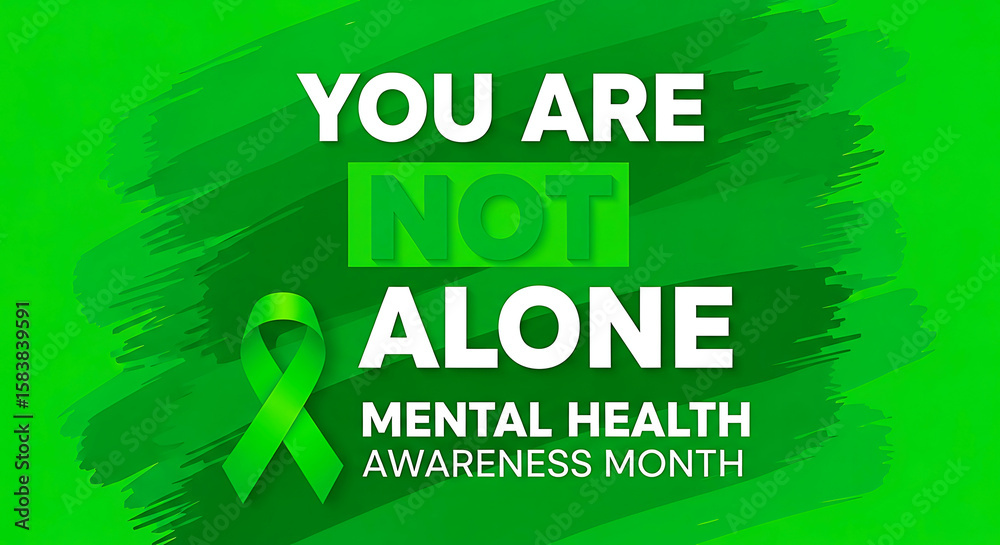 Fototapeta premium You are not alone mental health awareness green ribbon