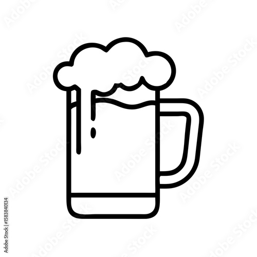 Beer mug filled with frothy beer and dripping foam concept of food and drinks  